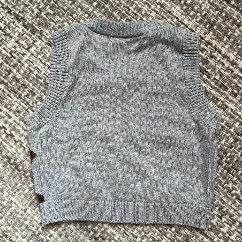 FAO Schwarz Argyle Sweater Vest‎ 100% Cotton 6 mo holiday baby boy preppy gray